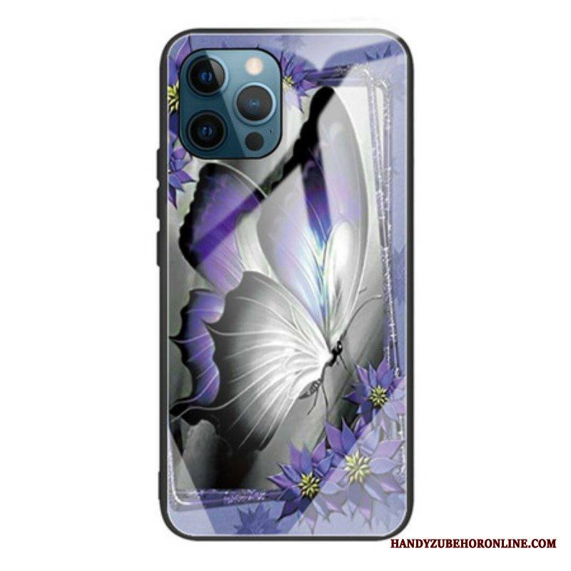 Kuori iPhone 13 Pro Purple Butterfly Karkaistu Lasi