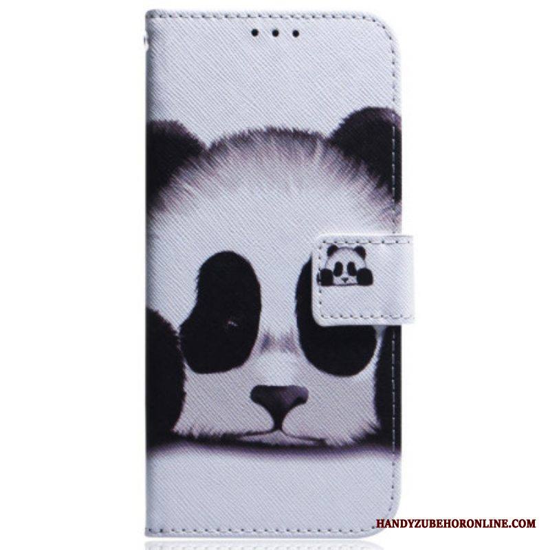 Nahkakotelo Moto G73 5G Suojaketju Kuori Strappy Panda