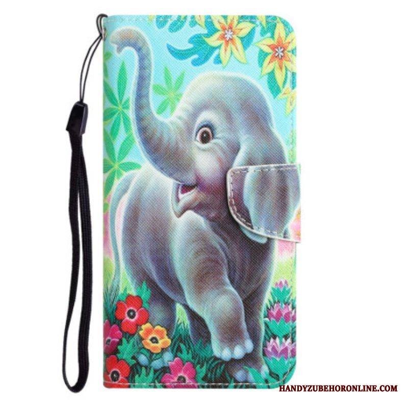 Nahkakotelo iPhone 15 Suojaketju Kuori Lanyard Elephant Walk