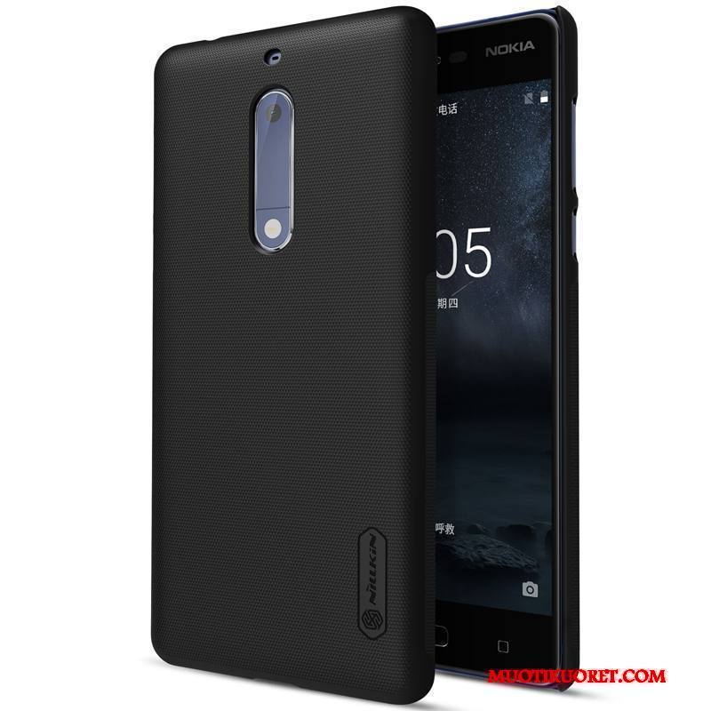 Nokia 5 Kova Puhelimen Kuoret Musta Kuori Murtumaton Pesty Suede Suojaus