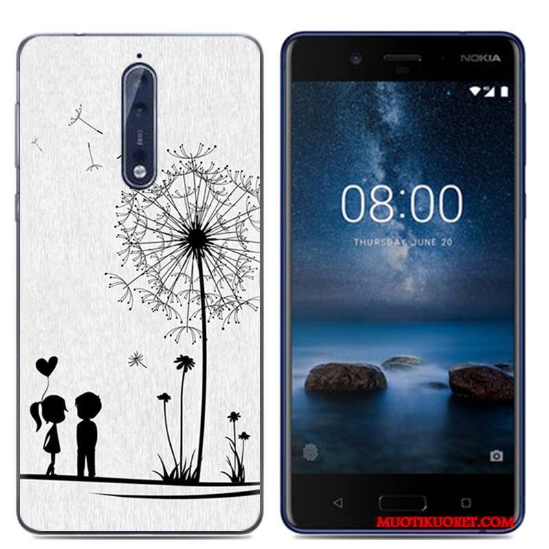 Nokia 8 Suojaus Pehmeä Neste Puhelimen Kuori Persoonallisuus Valkoinen Sarjakuva