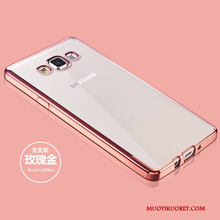 Samsung Galaxy A5 2015 Kuori Pinkki Murtumaton Kulta Tähti Suojaus Läpinäkyvä Pehmeä Neste