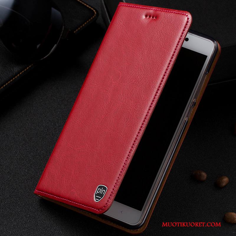 Samsung Galaxy A5 2015 Kuori Tähti Aito Nahka Nahkakotelo Suojaus Puhelimen Punainen Kuoret