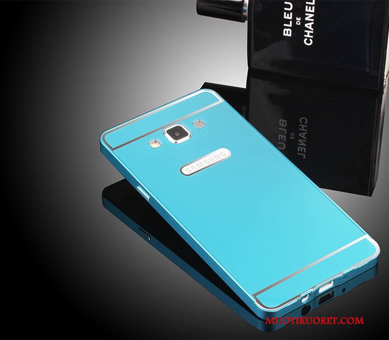 Samsung Galaxy A7 2015 Kuori Kotelo Sininen Metalli Kehys Tähti Suojaus Puhelimen