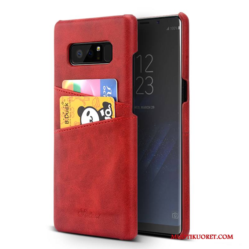 Samsung Galaxy Note 8 Kuori Kortti Puhelimen Kuoret Kotelo Punainen Vuosikerta Liiketoiminta Nahka