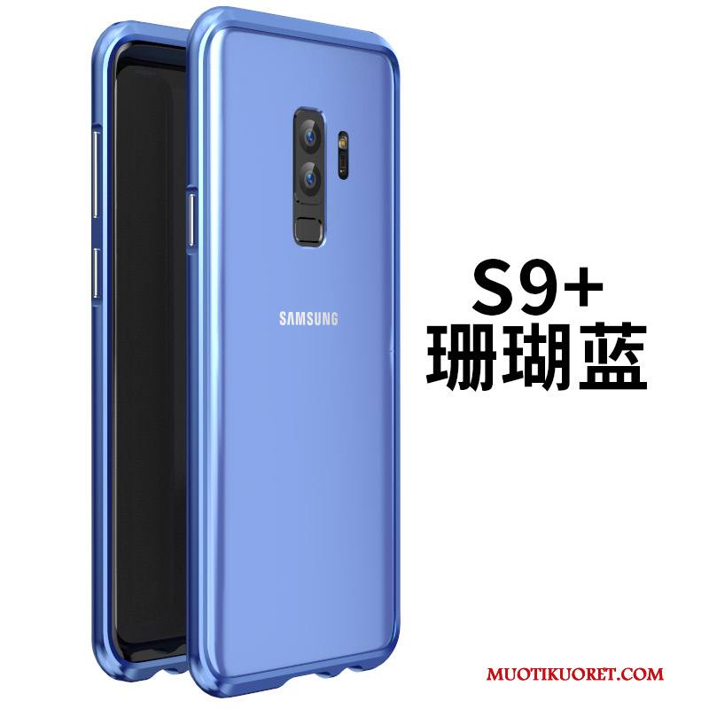 Samsung Galaxy S9+ Kuori Kehys Kotelo Metalli Tähti Sininen Lasi Puhelimen Kuoret