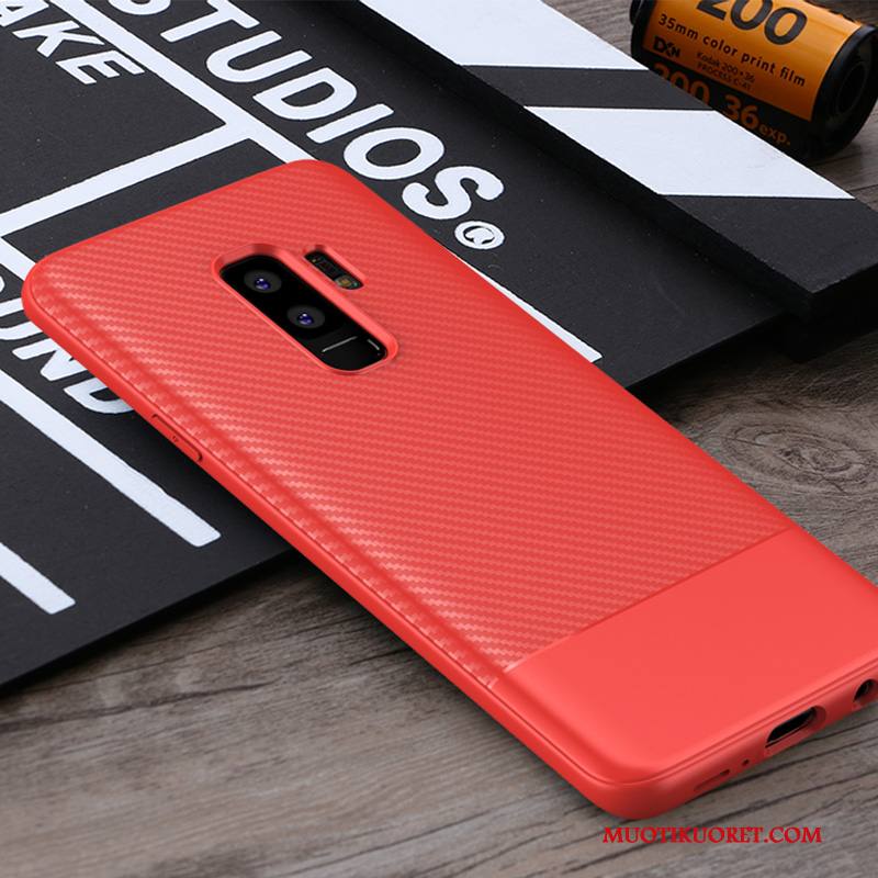 Samsung Galaxy S9+ Kuori Murtumaton Musta Suojaus Pesty Suede Puhelimen Kuoret Punainen