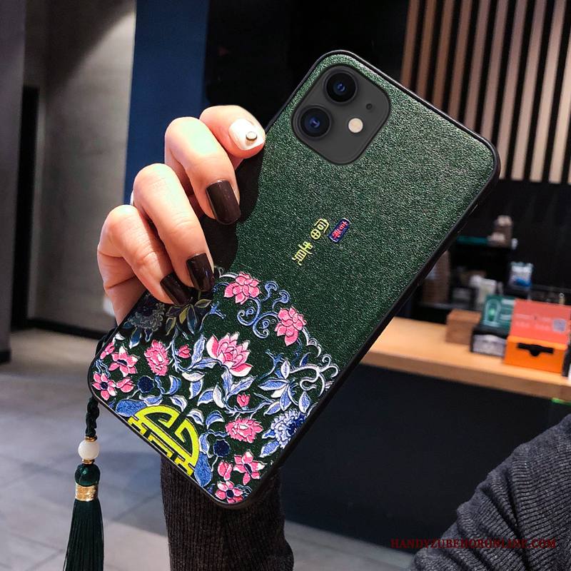 iPhone 11 Kuori Mulberry Silkki Vihreä Nahkakotelo Silikonikuori Puhelimen Kuoret Suojaus Kohokuviointi