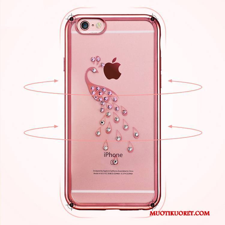 iPhone 6/6s Kuori Strassi Ylellisyys Kulta Puhelimen Kuoret Läpinäkyvä Rhinestone Inlay Pinkki