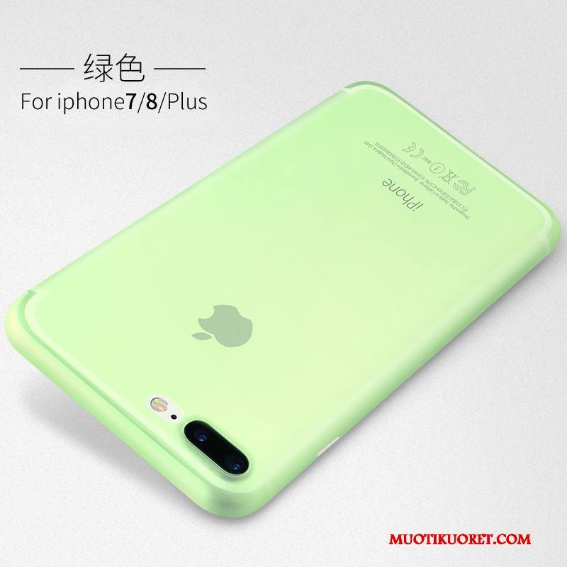 iPhone 8 Plus Kuori Ohut Vihreä Läpinäkyvä Pesty Suede Kova Puhelimen Kuoret Ultra