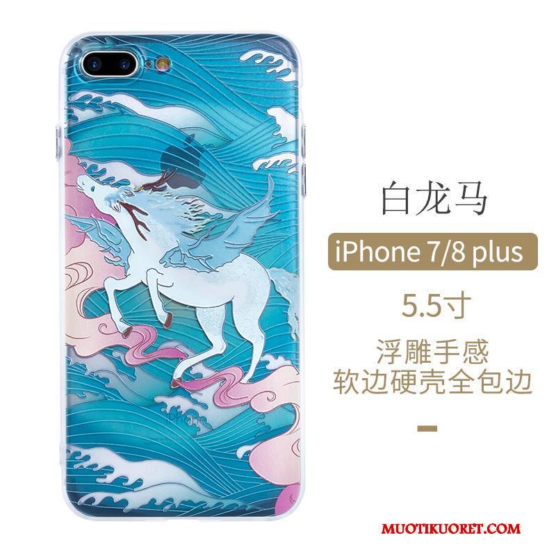 iPhone 8 Plus Kuori Sininen Alkuperäinen Kiinalainen Tyyli Murtumaton Kotelo Taide Puhelimen Kuoret