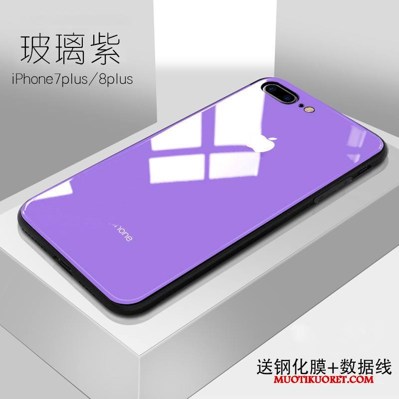 iPhone 8 Plus Violetti Tide-brändi Lasi Murtumaton Kuori Takakansi Puhelimen Kuoret
