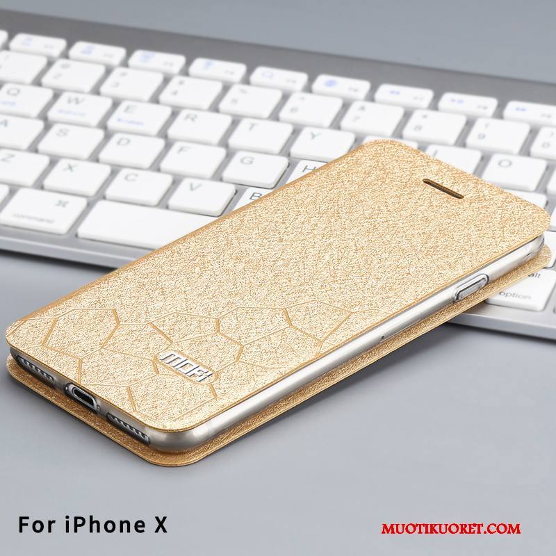 iPhone X Kuori Silikoni Puhelimen Kuoret Suojaus All Inclusive Sininen Kulta Simpukka